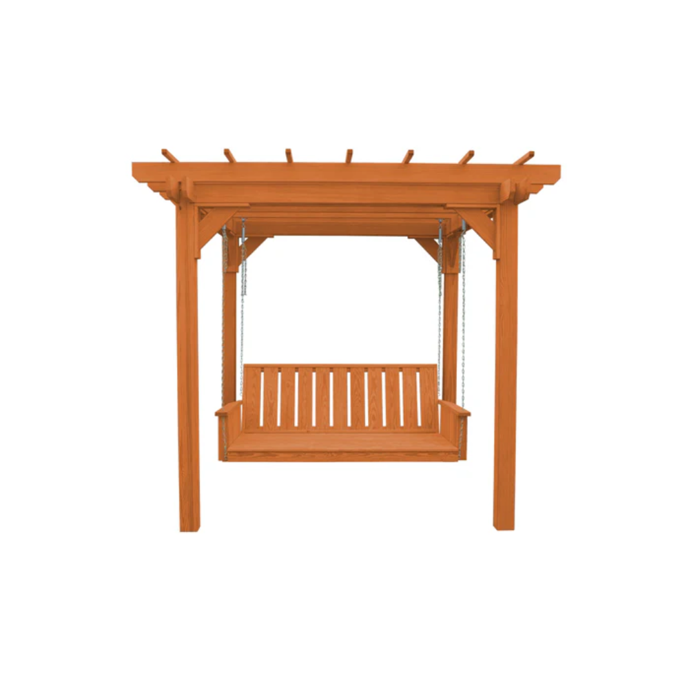 A_L_Furniture_6_x_8_Bradford_Pergola_with_Swing_Hanger_Redwood