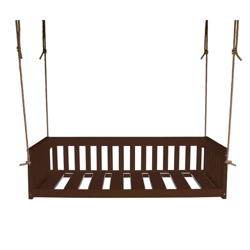 A&L Furniture 75" Deep Seating Mission Swing with Rope Tudor Brown