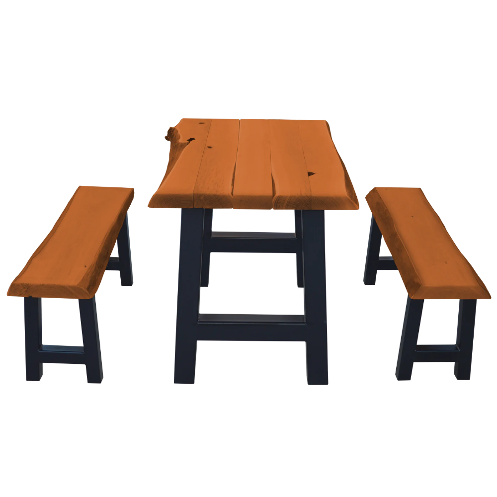 A&L Furniture 8 Foot Ridgemont Table with 2 Benches_Cedar Finish