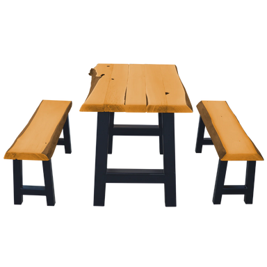 A&L Furniture 8 Foot Ridgemont Table with 2 Benches_Natural Finish
