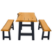 A&L Furniture 8 Foot Ridgemont Table with 2 Benches_Natural Finish