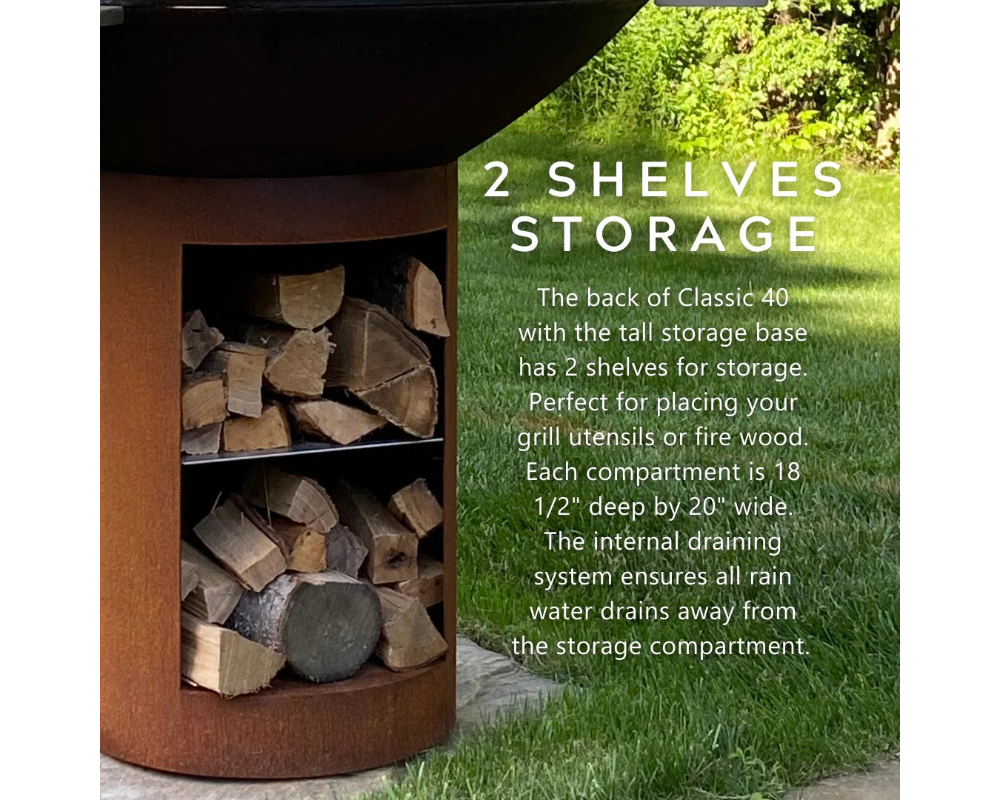 Arteflame Classic 40″ Grill Tall Round Base with Storage