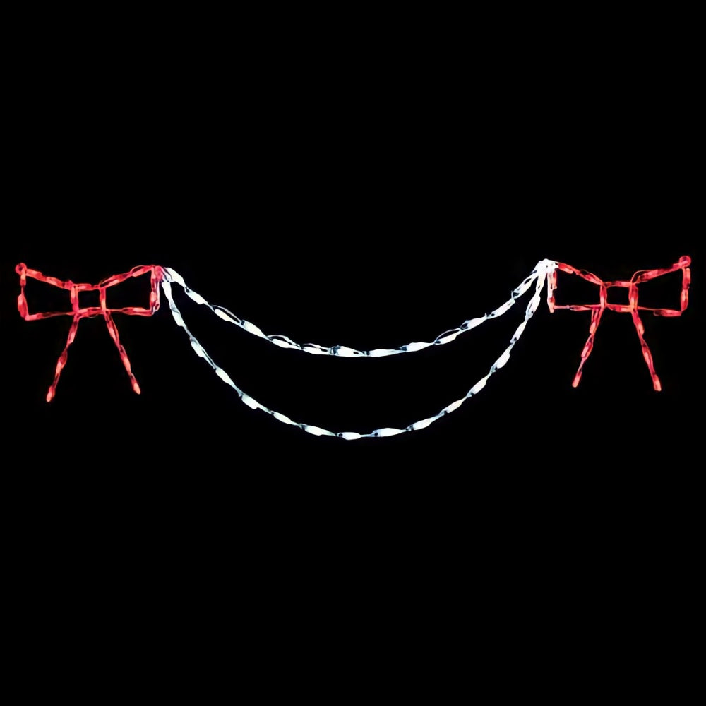 Brite Ideas LED Bow with Garland End Piece Holiday Lighting Red White
