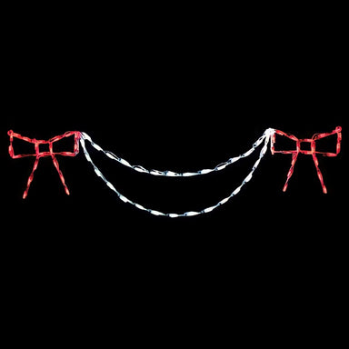 Brite Ideas LED Bow with Garland End Piece Holiday Lighting Red White