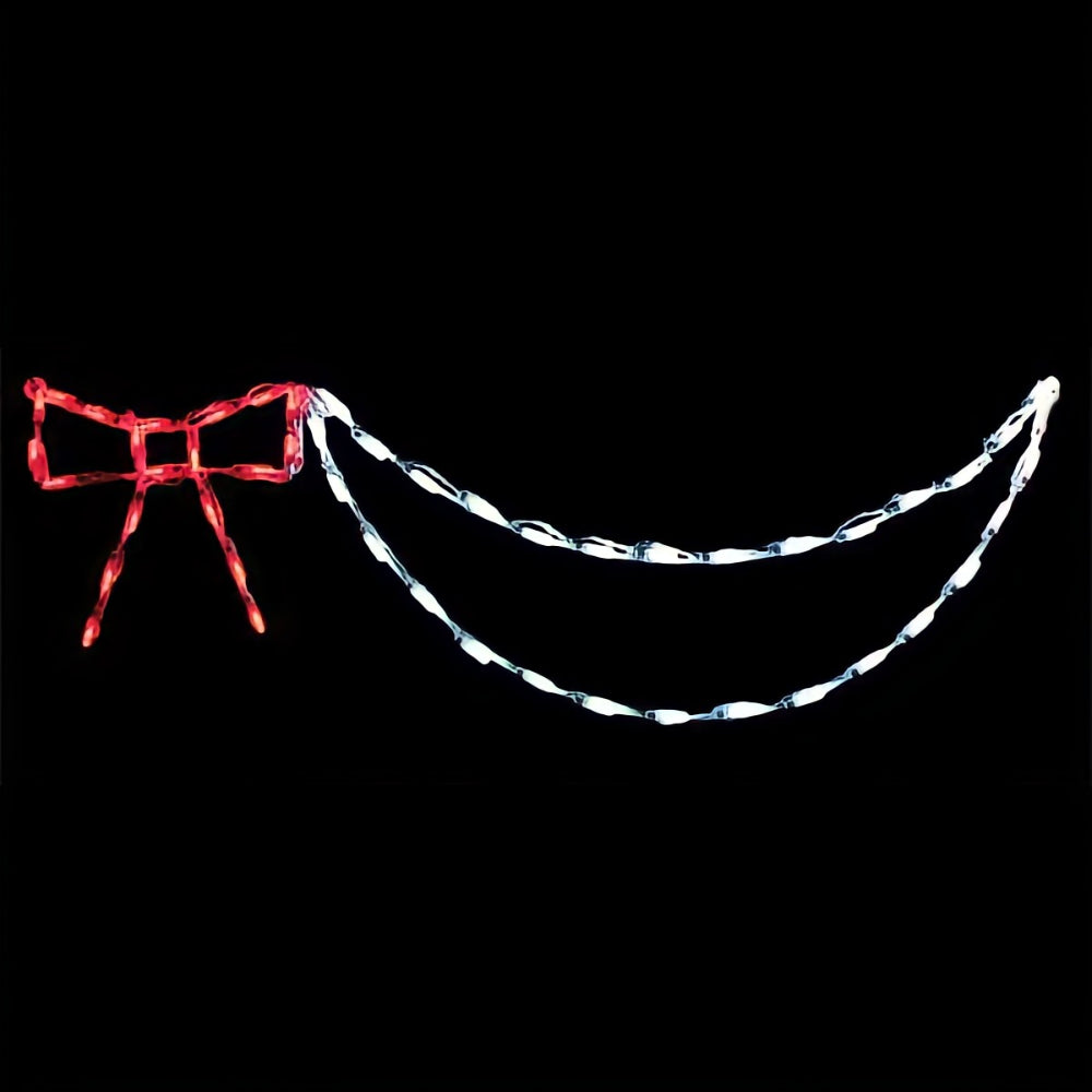 Brite Ideas LED Linkable Bow with Garland - Red/White