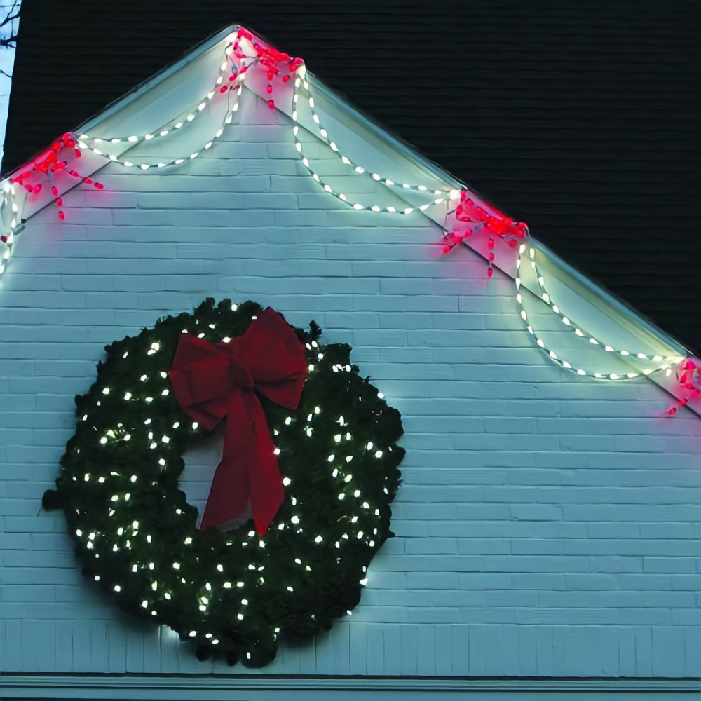 Brite Ideas LED Linkable Bow with Garland - Red/White