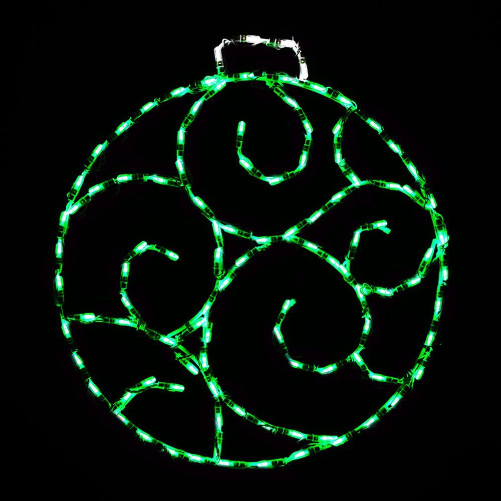 Brite Ideas Small LED Scroll Ornament - Green