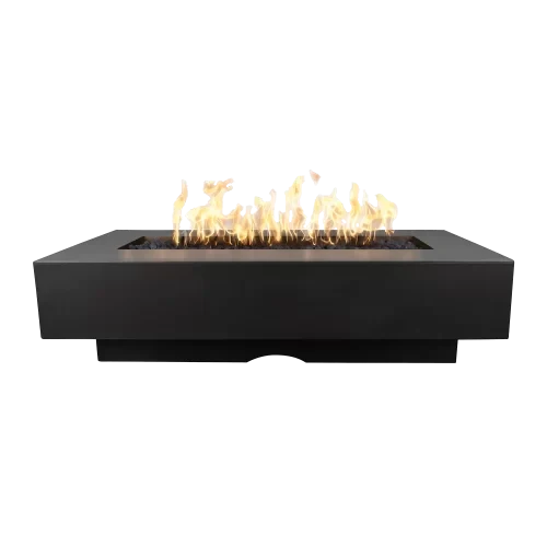 an image of black colored Del Mar fire pit  with flames