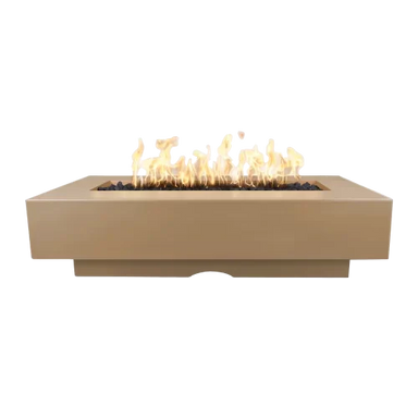 an image of brown colored Del Mar fire pit  with flames
