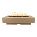 an image of brown colored Del Mar fire pit  with flames