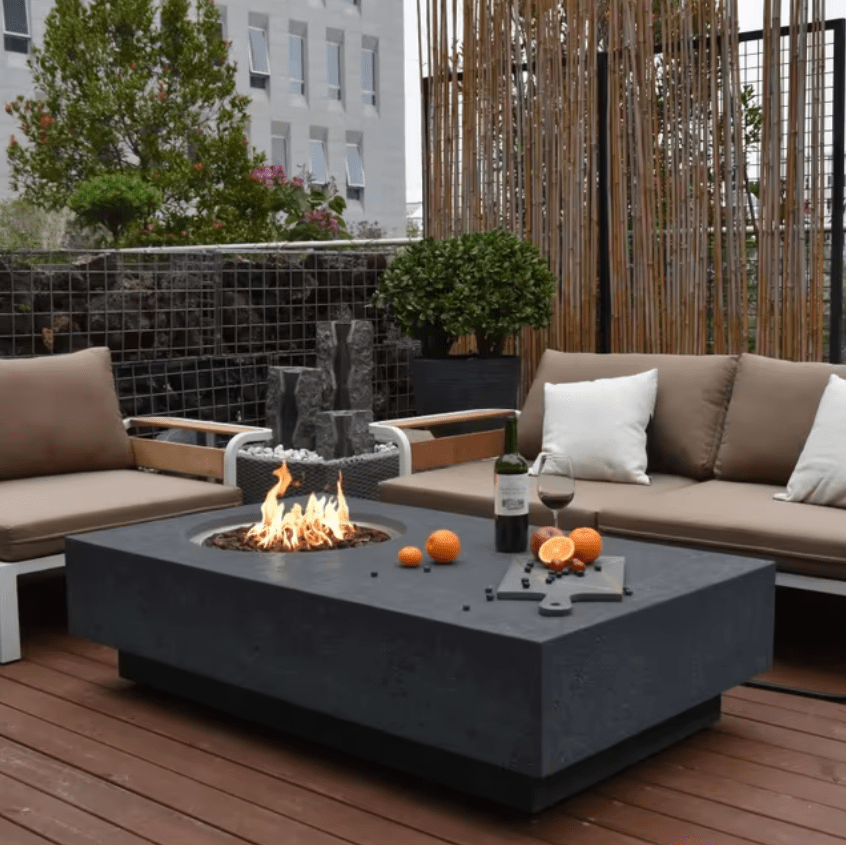 Elementi Metropolis 56" Rectangular Concrete Gas Fire Pit Table