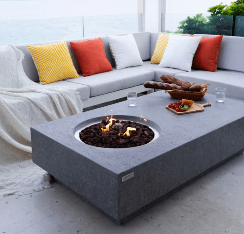 Elementi Metropolis 56" Rectangular Concrete Gas Fire Pit Table