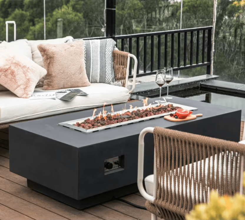 Elementi Granville 60” Gas Fire Pit Table – Rectangular Concrete