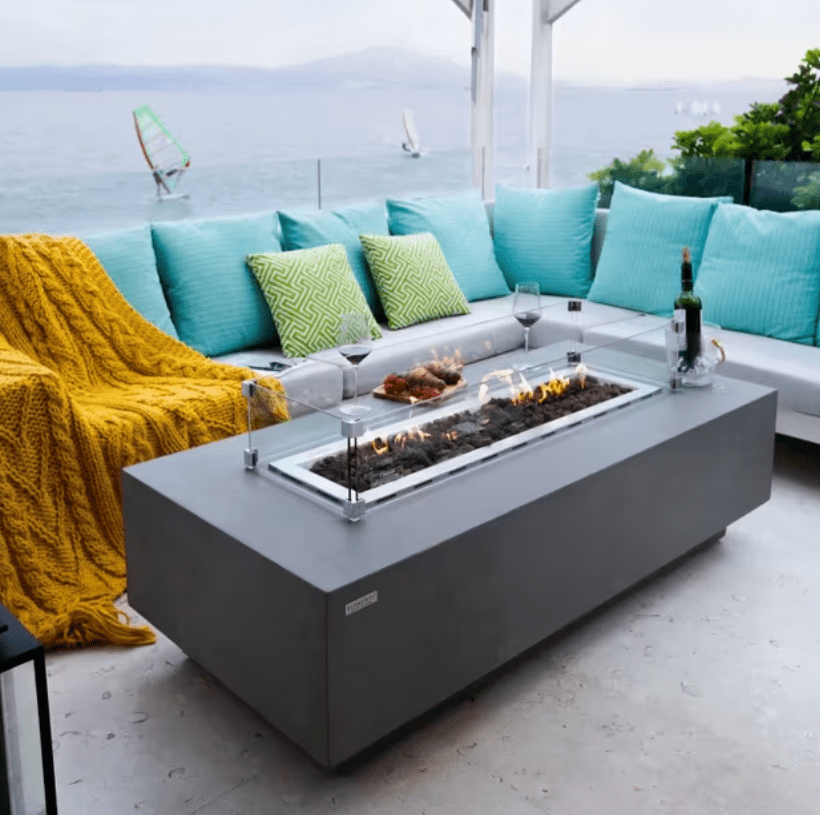 Elementi Granville 60” Gas Fire Pit Table – Rectangular Concrete
