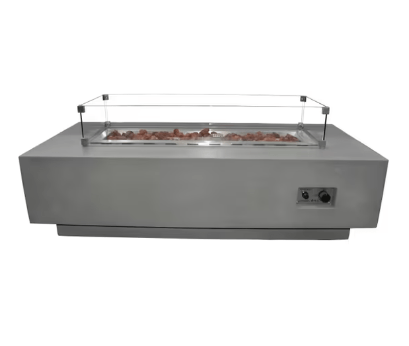 Elementi Granville 60” Gas Fire Pit Table – Rectangular Concrete