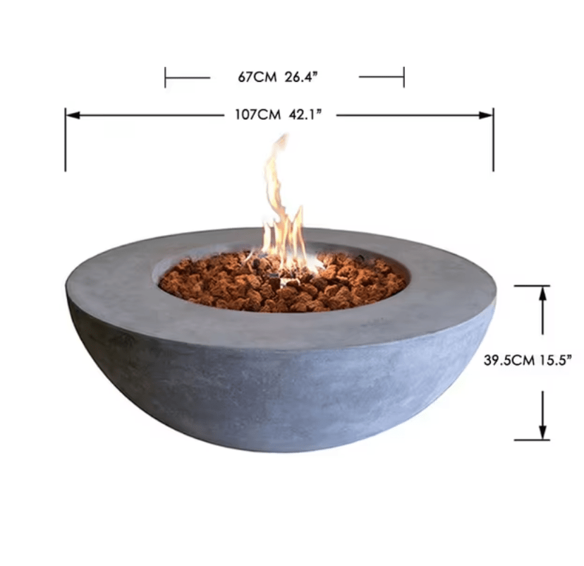 Elementi Round Concrete Fire Pit –  42” Lunar Bowl