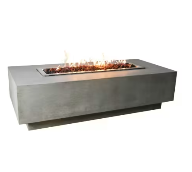 Elementi Granville 60” Gas Fire Pit Table – Rectangular Concrete