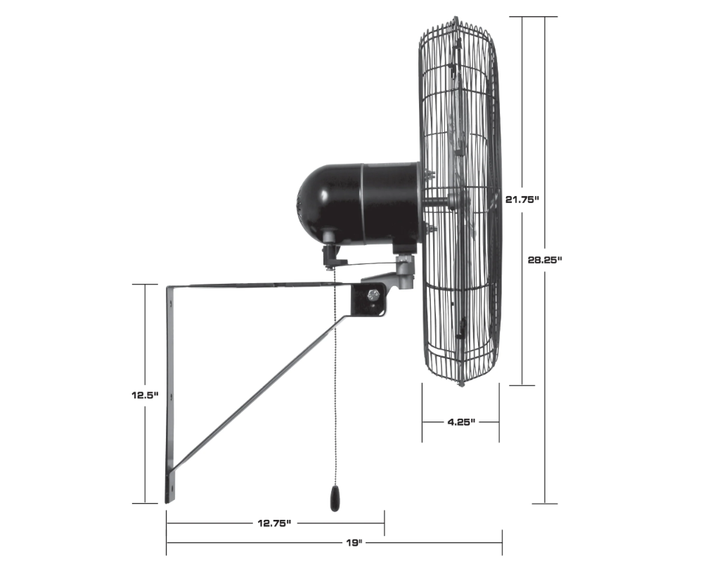 Hurricane® Pro 20" High Velocity Oscillating Wall Mounted Fan - Black