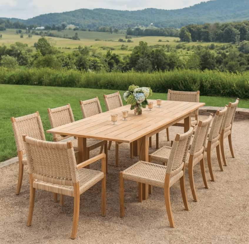 Hyannis/Hudson 11 Pc Rectangular Outdoor Dining Table Set by Kingsley Bate