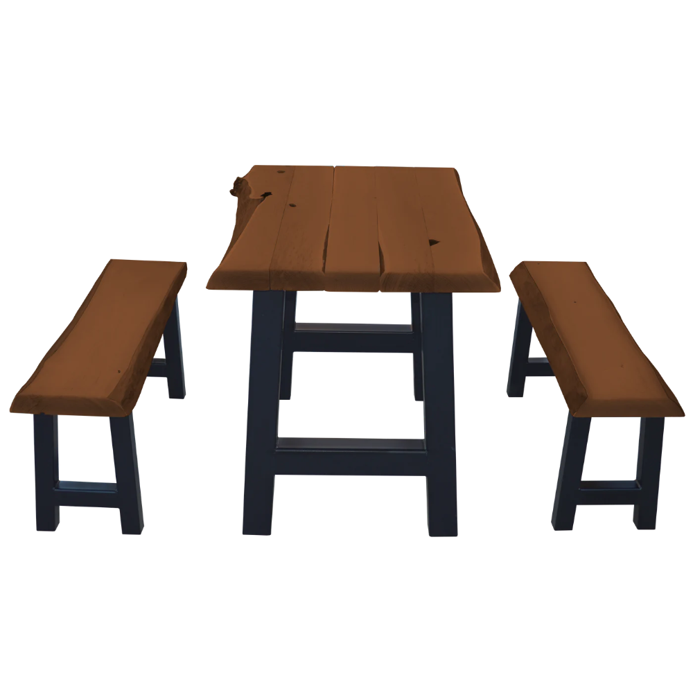 A&L Furniture 6 Foot Ridgemont Table with 2 Benches_Mushroom Finish