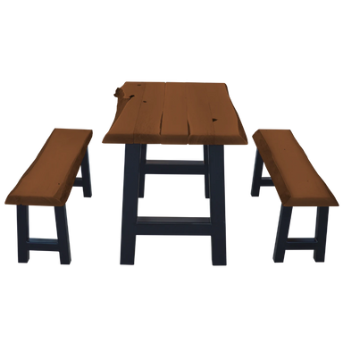 A&L Furniture 5' Ridgemont Table with 2 Benches_Mushroom Finish