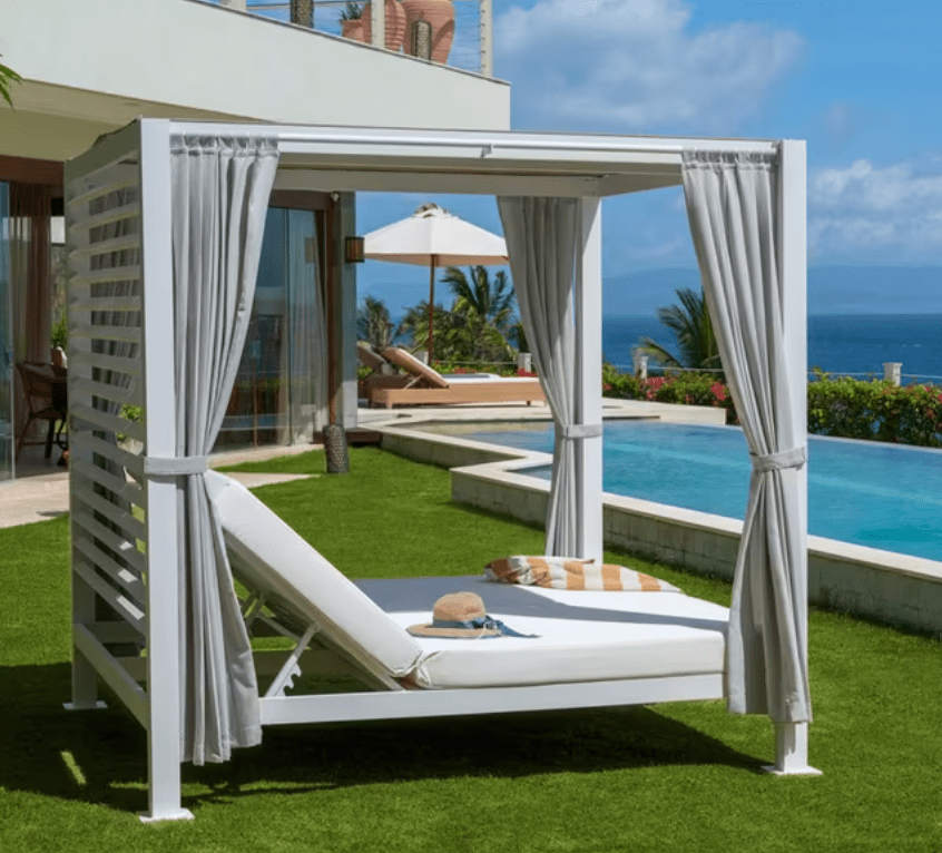 Kingsley Bate Pavilion Outdoor Daybed with Canopy & Curtains