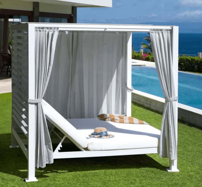 Kingsley Bate Pavilion Outdoor Daybed with Canopy & Curtains