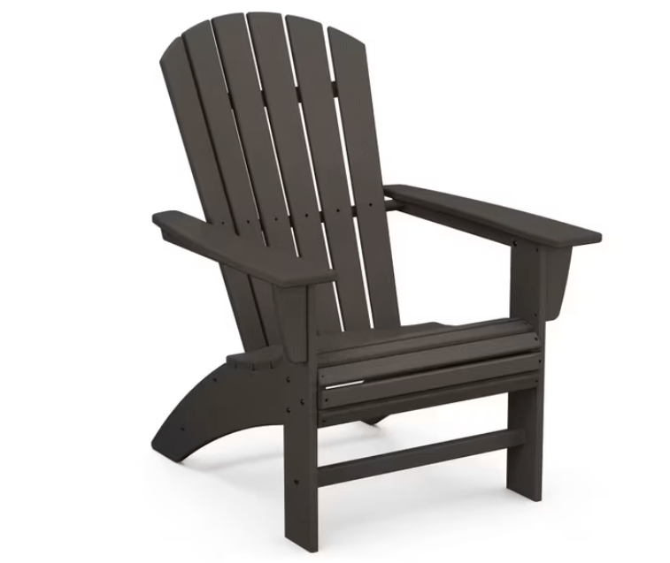 Polywood Nautical 5-Piece Curveback Adirondack Set with Fire Pit Table