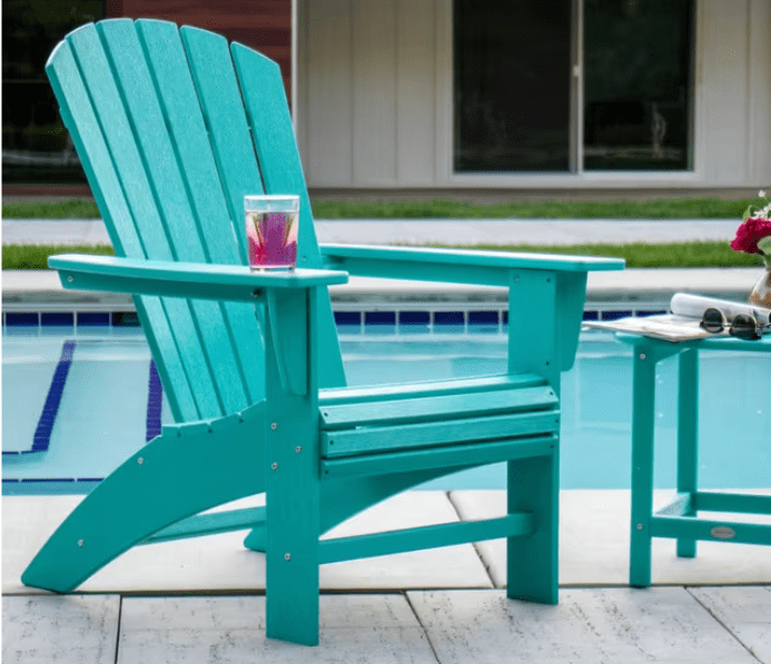 Polywood Nautical 5-Piece Curveback Adirondack Set with Fire Pit Table