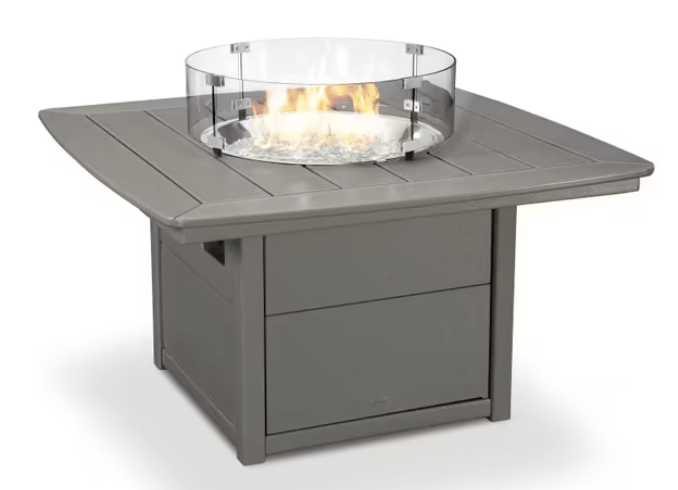 Polywood Nautical 5-Piece Curveback Adirondack Set with Fire Pit Table
