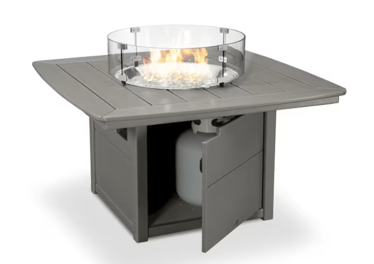 Polywood Nautical 5-Piece Curveback Adirondack Set with Fire Pit Table
