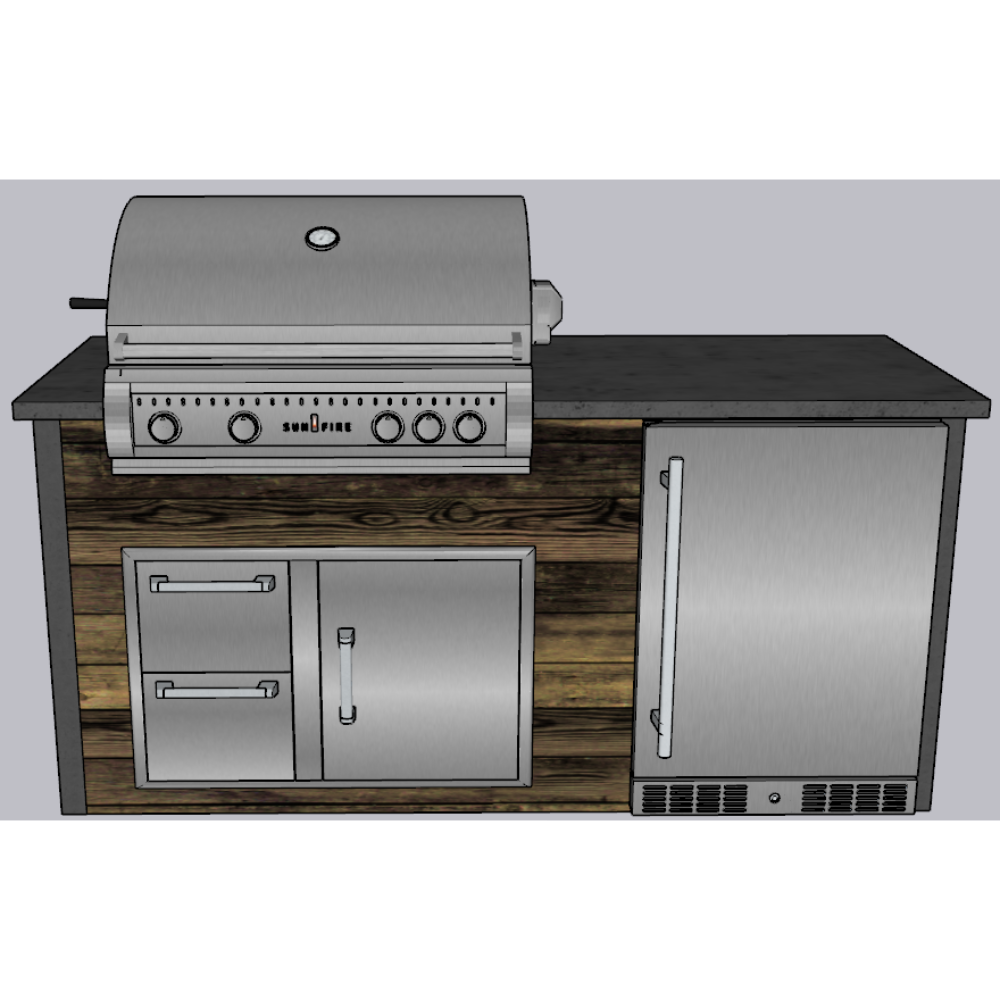 Outdoor Oasis Kitchen Kits 6ft Signature with Fridge Grill Island