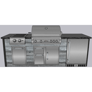 Outdoor Oasis Kitchen Kits 8ft Signature Burner & Fridge Grill Island