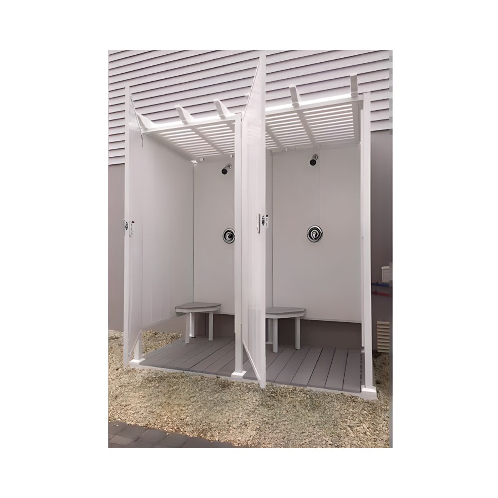 Todd_Pod_Outdoor_Shower_kit_with_Gray_decking_roof_corner_seats_and_shower_add_on